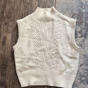 Marc New York Cream Sleeveless Turtleneck Sweater